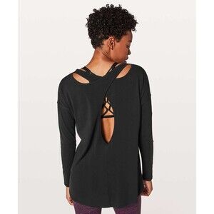 Lululemon Back Into It Long Sleeve 4/6 Black Crossover Cutout Open Back Yoga